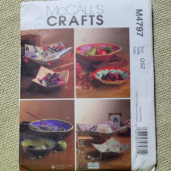McCall's Crafts M4797 Pattern 8 Styles of Fabric Bowls from the Fat Quarter Club - Picture 1 of 4